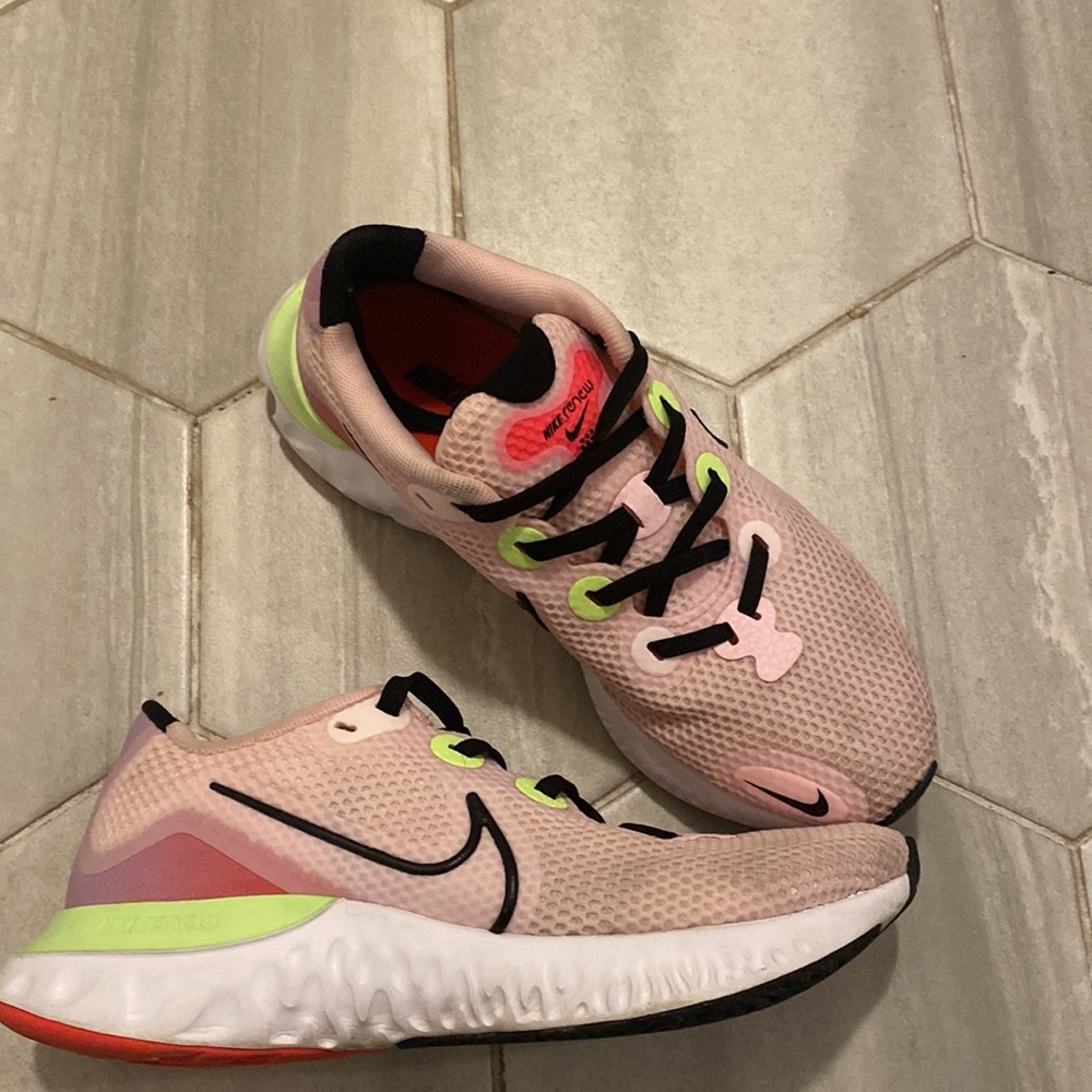 Nike Renew Women's Running Shoes - Pink and Neon Green Yellow - Picture 4 of 12